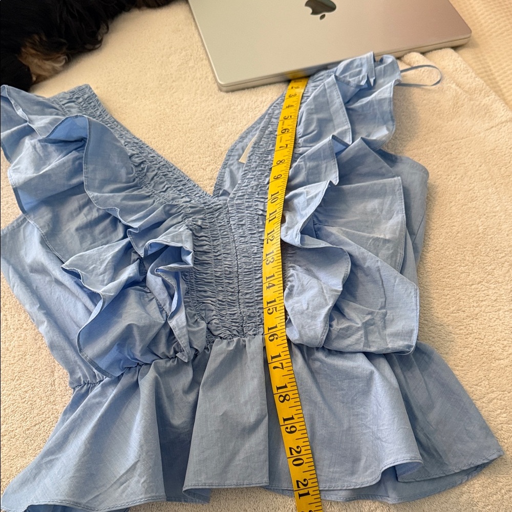 Blue Ruffled Women's Top - Picture 6 of 6